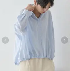 アメリカンホリック　 イージーケアドローコードバックギャザーシャツ　L