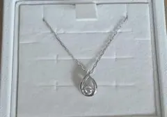 4℃ K10 ホワイトゴールド ダイヤモンド ネックレス しずく ペンダント