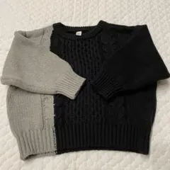 バイカラー ケーブルニットセーター ☆90cm