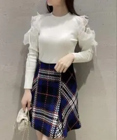 snidel ロービングチェックミニスカート