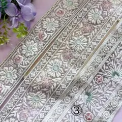 【インド刺繍リボン125】1m チュール 幅11.5cm太幅リボン 長さ変更可能
