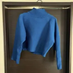 【美品】 EMODA ハイネックニットセーター ネイビー/青
