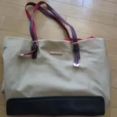 TOMMY HILFIGER トートバッグ ベージュ ネイビーのサムネイル