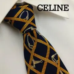 セリーヌ 高級シルクネクタイ 総柄 ブラック