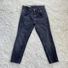 【ザラ】 ストレートデニム ジーンズ 38 黒 シンプル 着回し 綿混