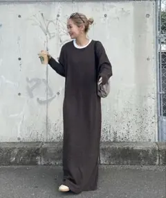 【一度着用】CIAOPANIC TYPY ウール混クルーネックニットワンピース