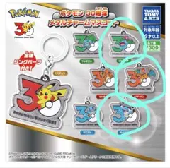 ポケモン　30周年　メタルチャーム　マスコット　ガチャガチャ　3つセット