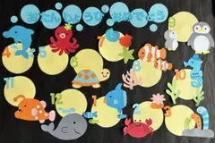 誕生日表　壁面飾り　さかな