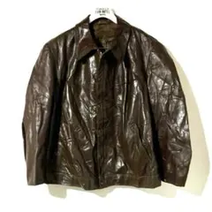 70s ユーロ ビンテージ レザー カバーオール カーコート 牛革