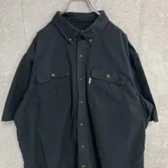 カーハート　ブラック　ワークシャツ　半袖BDシャツ　ビックサイズ　2XL