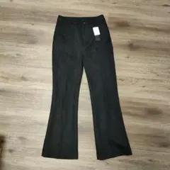 JEANASIS ヌバックライクフレアパンツ M 黒 新品未使用タグ付