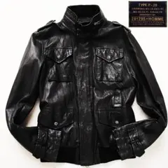 本革✨291295=HOMME M-65レザージャケット 銀ボタン ダブルジップのサムネイル