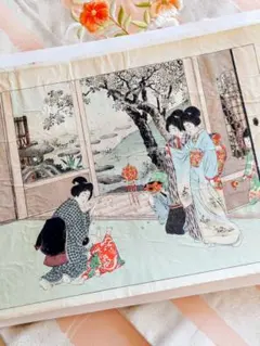 【明治＆大正】山本昇雲❀桜と娘と赤ちゃん【台紙付き浮世絵】