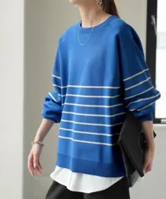 ハグユー　ボーダースポンジニット　HUG.U