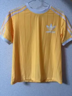 adidas アディダス Tシャツ イエロー ストライプ トレフォイル