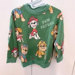 H&M パウパトロール 裏毛トレーナー 110 総柄 グリーン