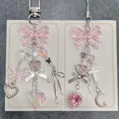 ビーズキーホルダー y2k 韓国 pink ♡ No.385