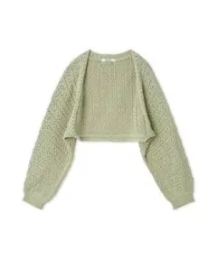 スナイデル　柄編みボレロニットカーディガン　GRN