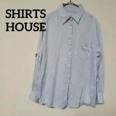 SHIRTS HOUSE 水色 ストライプ 7分袖シャツ 丸ボタンが可愛い♡