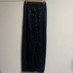 スパンコールフレアパンツ　黒