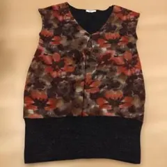 Report 花柄 ノースリーブ ニットチュニック