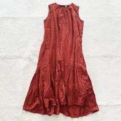 ユニクロ ロングシャツワンピース コットン100% ノースリーブティアード L