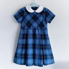 美品 EAST BOY 半袖 チェック プリーツ ワンピース フォ－マル 120