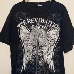 Tシャツ 白 黒 Y2K フェアリーグランジ 羽 十字架 ゴシック 平成ギャル