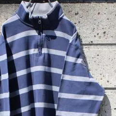CHAPS R.L 00's ボーダー柄 古着 ハーフジップL/STシャツ
