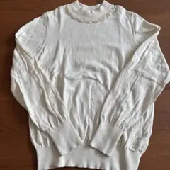 earth music&ecology パール付きニットセーターL