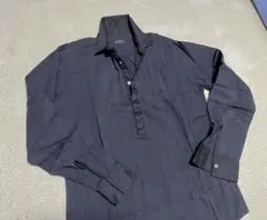 MEN'S MELROSE 長袖シャツ 黒 ストライプ XL スキッパー 美品のサムネイル