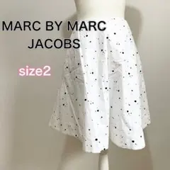 春夏向け マークバイマークジェイコブス フレアスカート ドット 白