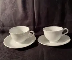 NORITAKE 白磁 カップ＆ソーサー2客セット コーヒーカップ ティーカップ