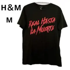 H&M ロゴ プリントTシャツ ブラック M コットン