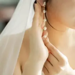 ブライダルミー　パールビーズ ロングイヤリング