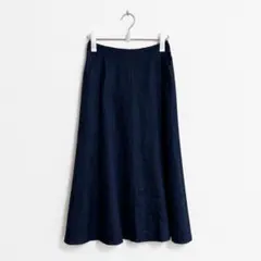 MUJI 無印良品 ヘンプ フレアスカート ロング ネイビー リネン 麻のサムネイル