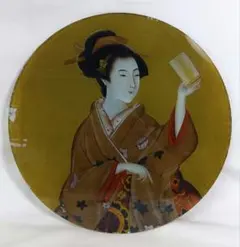 有田焼 紫雲作 『錦美人絵皿』 共箱 春画 浮世絵 色絵 飾皿 大皿 約