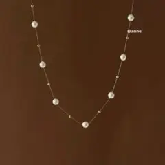 パール ステーションネックレス サージカルステンレス 新品 ゴールド オシャレ