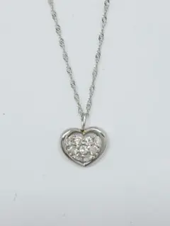 ◆新品◆ Pt900/850 ハート ダイヤ ネックレス イタリア製チェーン