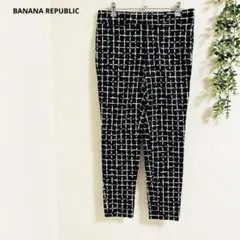 バナナリパブリック スリムパンツ スラックス XS 黒 チェック 大人カジュアル