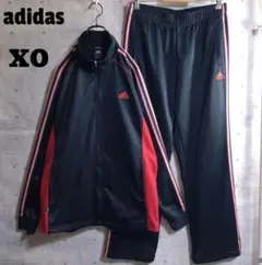 アディダス★刺繍ロゴ 切替 セットアップ 上下 ジャージ ネイビー XO