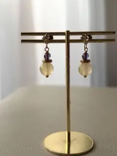ハンドメイド ピアス チェコビーズアクセサリー　チタンポスト&チタンキャッチ