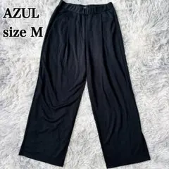 アズール ブラック ガウチョパンツ ウエストゴム リラックス ワイドシルエット