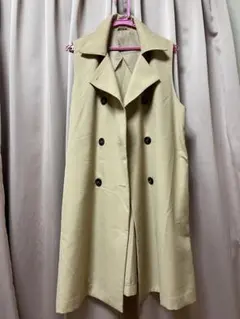 ★ジーユーGU ロングジレ ロングベスト ベージュ系 Lサイズ★とても素敵です