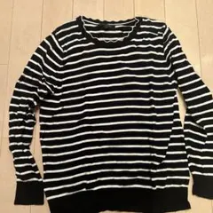 BANANA REPUBLIC ネイビー　ボーダー　長袖カットソー　スカラップ