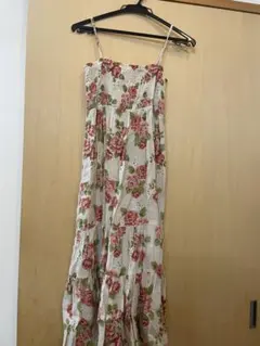 フラワープリント ロングキャミワンピース