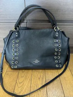 COACH ブラックレザー ハンドバッグ2wayショルダーバッグ