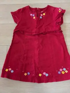 ミキハウス　ワンピース　上品　可愛い　赤　花柄