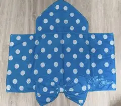 ミニーマウス　フード付きタオル（水色×白ドット）