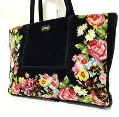 フェイラー ラビリンス シュニール織　 肩掛けトートバッグ ブラック